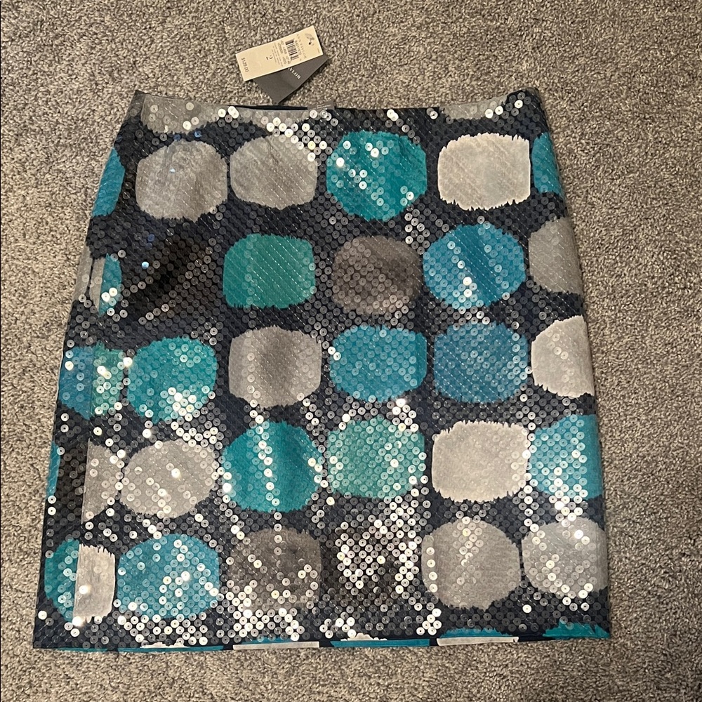 Ann Taylor Sequin Pencil Skirt - Blue and Silver